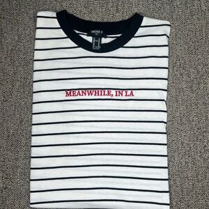 Forever 21 Men's Black and White Striped Tee